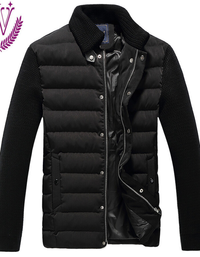 品牌专柜产品2015年秋冬新款 韩版立领棉服男装短款修身棉衣潮外套 黑色 XXL